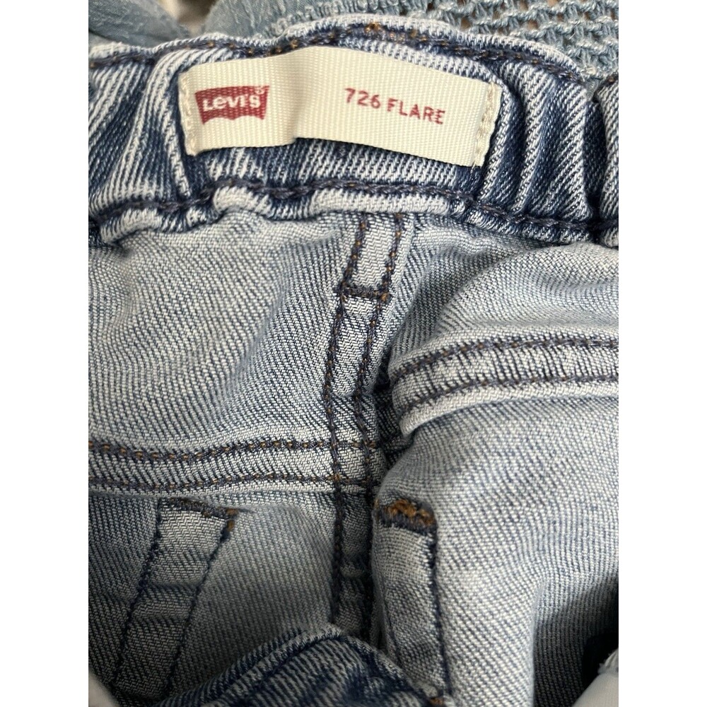 Levi’s 726 Girls High Rise Flare Jeans Light Wash Denim Kids Sz 12 Cowgirl 70’s - Picture 3 of 11